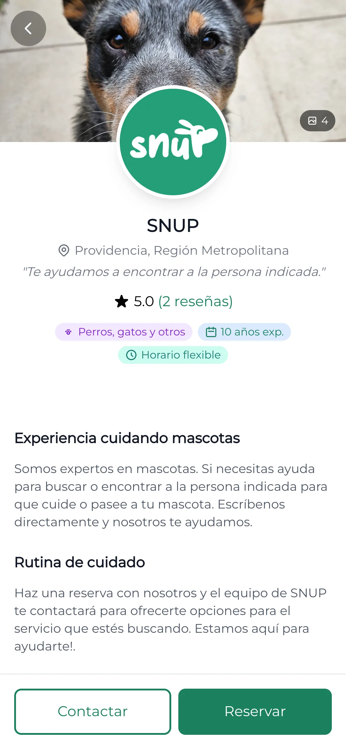 Snup App - Perfil de cuidador